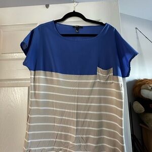 Stylish Blue and Cream Striped Short Sleeve Top